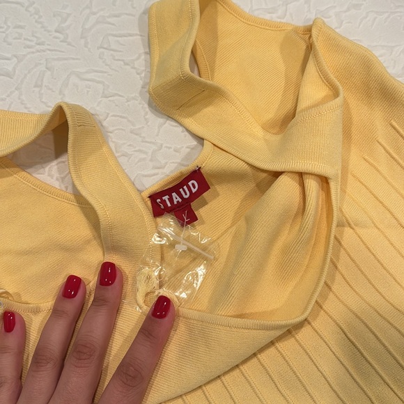 STAUD Ellison Knit Dress in Lemon Drop *NWT* - Picture 9 of 9